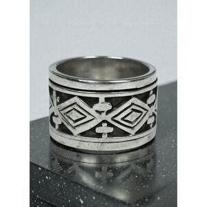 Vintage GeoArt by‎ Cynthia Gale 925 Sterling Silver Spinner Ring Size 5 1/2-6